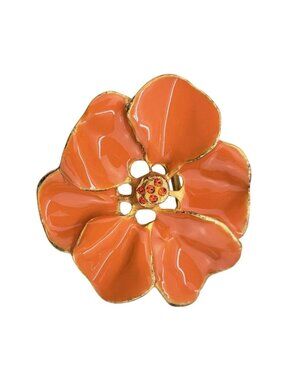 B-Low The Belt Buckle Orange Flower Gold-Tone Metal Enamel Floral Statement